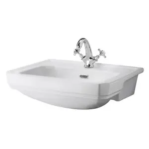 560mm Semi Recessed Basin (1 Tap Hole) - Hudson Reed NCS808A White, White colour ,image 1