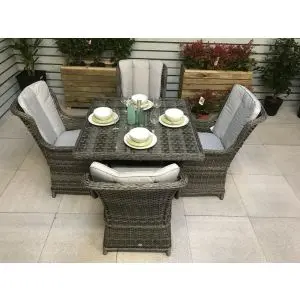 Victoria Square Table With 4 High Back Dining Chair, Grey colour ,image 1
