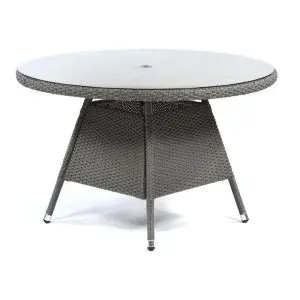 Oasis 1200 Round Rattan Glass Top Table Dia - Grey