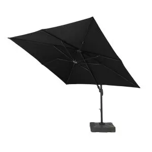 3M Grey Square Overhanging Parasol With Base, Grey colour ,image 1