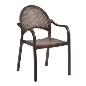 Leisure Bench 630 x 890 Synthetic Rattan Arm Chair - Neutral Brown