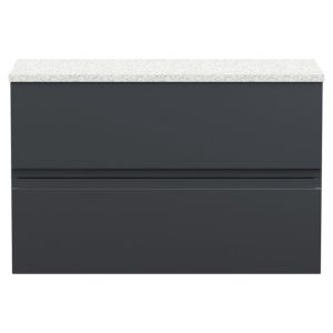 800mm Wall Hung 2 Drawer Vanity & Laminate Top - Hudson Reed URB1406LSW Black, Black colour 0