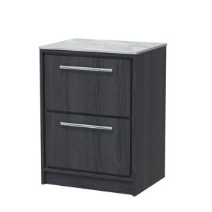 600mm Floor Standing 2-Drawer Vanity with Marble Worktop - Hudson Reed LIL2233GMT Grey, Grey colour 0
