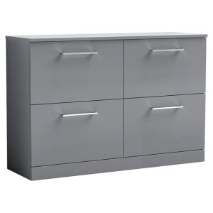 1200mm Floor Standing 4 Drawer Vanity & Worktop - Nuie ARN2233W2 Grey, Grey colour 0