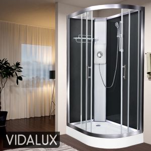 Vidalux Pure E Black 1200 x 800 Electric Left Shower Cabin, Black colour ,image 1