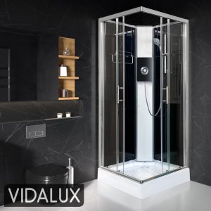 Vidalux Pure E Square 800 x 800 Black Electric Shower Cabin