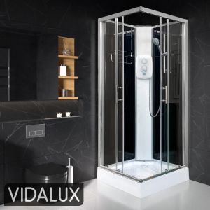 Vidalux Pure E Square 900 x 900 Black Electric Shower Cabin