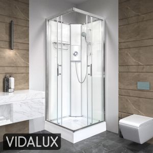 Vidalux Pure E Square 900 x 900 White Electric Shower Cabin