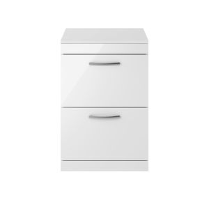 600mm Floor Standing Vanity With Worktop - Nuie ATH034W Gloss White, White colour ,image 1