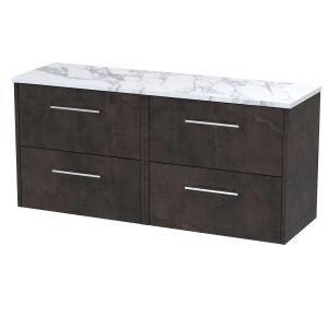 1200 Wall Hung 4-Drawer Vanity & Laminate Worktop - Hudson Reed JNU2624LCM2 Brown, Brown colour ,image 1
