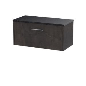 800mm Wall Hung 1 Drawer Vanity & Worktop - Hudson Reed JNU2625LSB Brown, Brown colour ,image 1