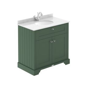 800mm Cabinet & Marble Top (1TH) - Hudson Reed LOF828 Hunter Green, Green colour ,image 1