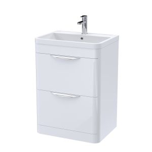 Parade White Gloss 600mm Floor Standing Cabinet & Basin, White Gloss colour ,image 3