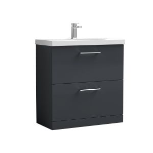 800mm Floor Standing 2 Drawer Vanity & Basin 3 - Nuie ARN1435D Black