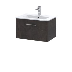 600mm Wall Hung 1 Drawer Vanity & Basin 2 - Hudson Reed JNU2622B Brown, Brown colour ,image 1