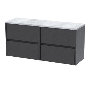 1200mm Wall Hung 4-Drawer Unit & Laminate Worktop - Nuie HAV2204LBG2 Grey, Grey colour ,image 1