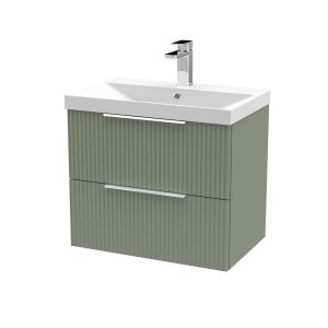 600mm Wall Hung 2 Drawer Vanity & Basin 3 - Hudson Reed DFF893D Green, Green colour ,image 1