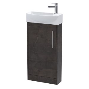 440mm Floor Standing 1 Door Unit & 1TH Basin LH - Hudson Reed JNU2621L Brown, Brown colour ,image 1