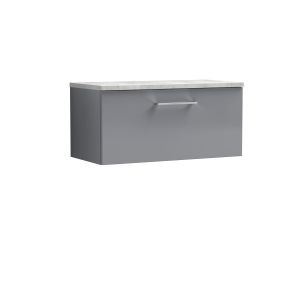 800mm Wall Hung Single Drawer Vanity & Laminate Top - Nuie ARN2225LBG Grey, Grey colour ,image 1