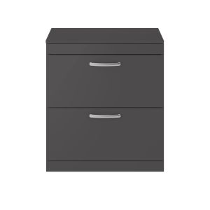 800mm Floor Standing Cabinet With Worktop - Nuie ATH079W Gloss Grey, Grey colour ,image 1