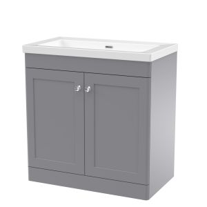 800mm Floor Standing 2-Door Vanity with Basin - 0 Tap Hole - Nuie CLC226K Grey, Grey colour ,image 1