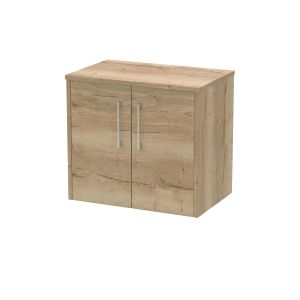 600mm Wall Hung 2 Door Vanity & Worktop - Hudson Reed JNU1823W Oak, Oak colour ,image 1