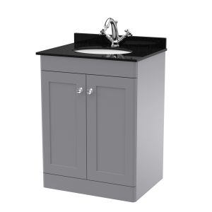 600mm Floor Standing 2 Door Vanity & Marble Top 1TH - Nuie CLC225BR1 Grey, Grey colour ,image 1