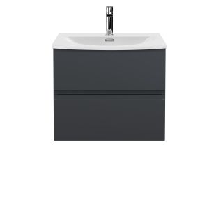 600mm Wall Hung 2 Drawer Vanity & Worktop - Hudson Reed URB1404W Black, Black colour ,image 1