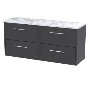 1200 Wall Hung 4-Drawer Vanity & Laminate Worktop - Hudson Reed JNU2224LCM2 Grey, Grey colour ,image 1