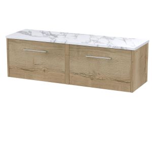 1200 Wall Hung 2-Drawer Vanity & Laminate Worktop - Hudson Reed JNU1822LCM2 Oak, Oak colour ,image 1