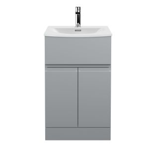 500mm Floor Standing 2 Door/Drawer Vanity Unit & Basin 4 - Hudson Reed URB201G Satin Grey, Grey colour ,image 1