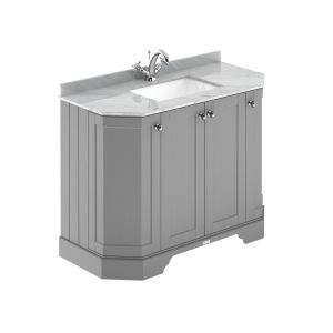 1000mm 4-Door Angled Unit & Marble Top 1TH - Hudson Reed LOF284 Storm Grey, Grey colour ,image 1
