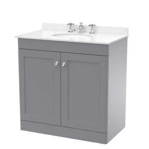 800mm Floor Standing 2 Door Vanity & Marble Top 3TH - Nuie CLC226WR3 Grey, Grey colour ,image 1
