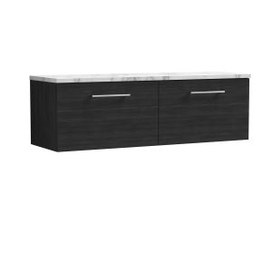 1200mm Wall Hung 2-Drawer Vanity & Laminate Worktop - Nuie ARN622LCM2 Black, Black colour ,image 1