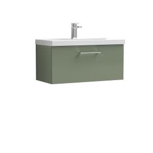 800mm Wall Hung 1 Drawer Vanity & Basin 3 - Nuie ARN825D Green, Green colour ,image 1