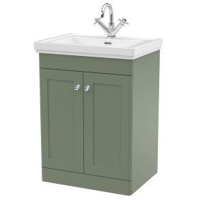 600mm Floor Standing 2-Door Vanity & Basin 1TH - Nuie CLC825A Green, Green colour ,image 1