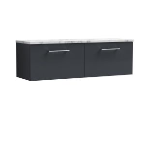 1200mm Wall Hung 2-Drawer Vanity & Laminate Worktop - Nuie ARN1422LCM2 Black, Black colour ,image 1
