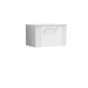600mm Wall Hung Single Drawer Vanity & Worktop - Nuie DPF194W White, White colour ,image 1