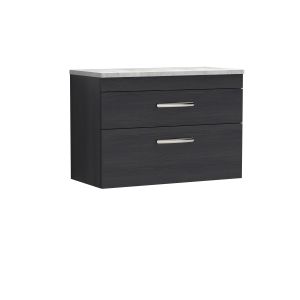 800mm Wall Hung Vanity With Grey Worktop - Nuie ATH068LBG Charcoal Black, Hacienda Black colour ,image 1