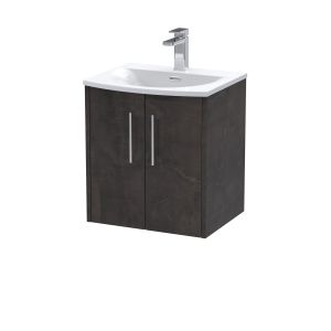 500mm Wall Hung 2 Door Vanity & Basin 4 - Hudson Reed JNU2621G Brown, Brown colour ,image 1