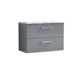 800mm Wall Hung 2-Drawer Vanity & Laminate Worktop - Nuie ARN2226LCM Grey, Grey colour ,image 1