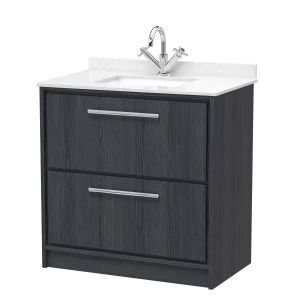 800mm Floor Standing 2-Drawer Vanity with Marble Worktop Basin - Hudson Reed LIL2235WS1 Grey, Grey colour ,image 1