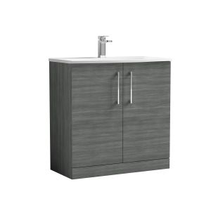 800mm Floor Standing 2 Door Vanity & Basin 4 - Nuie ARN505G Grey, Grey colour ,image 1