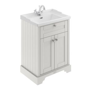 600mm Cabinet & Basin (1TH) - Hudson Reed LOF403 Timeless Sand, Grey colour ,image 1
