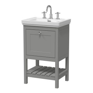 500mm Floor Standing Vanity & Basin 3TH - Hudson Reed BEX223B Grey, Grey colour ,image 1