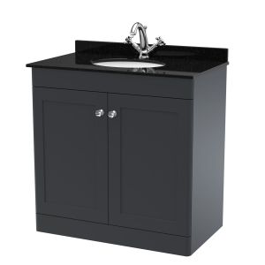 800mm Floor Standing 2 Door Vanity & Marble Top 1TH - Nuie CLC1426BR1 Black, Black colour ,image 1