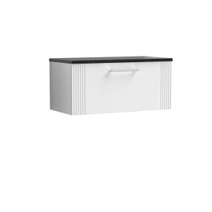 800mm Wall Hung Single Drawer Vanity & Laminate Top - Nuie DPF196LSB White, White colour ,image 1