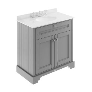 800mm Cabinet & Marble Top (3TH) - Hudson Reed LOF231 Storm Grey, Grey colour ,image 1