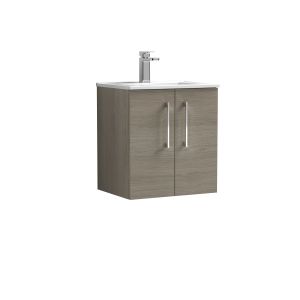 500mm Wall Hung 2 Door Vanity & Basin 2 - Nuie ARN2521B Oak, Oak colour ,image 1