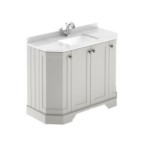 1000mm 4-Door Angled Unit & Marble Top 1TH - Hudson Reed LOF483 Timeless Sand, Grey colour ,image 1